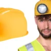 Arbejdshjelm med lygte, gul