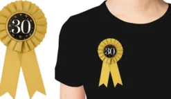 Badge 30 med satinbånd guld