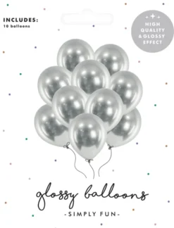 Balloner glossy sølv 10-pak