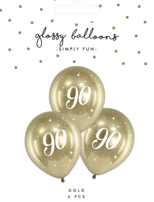 Ballon glossy 90 guld 6-pak