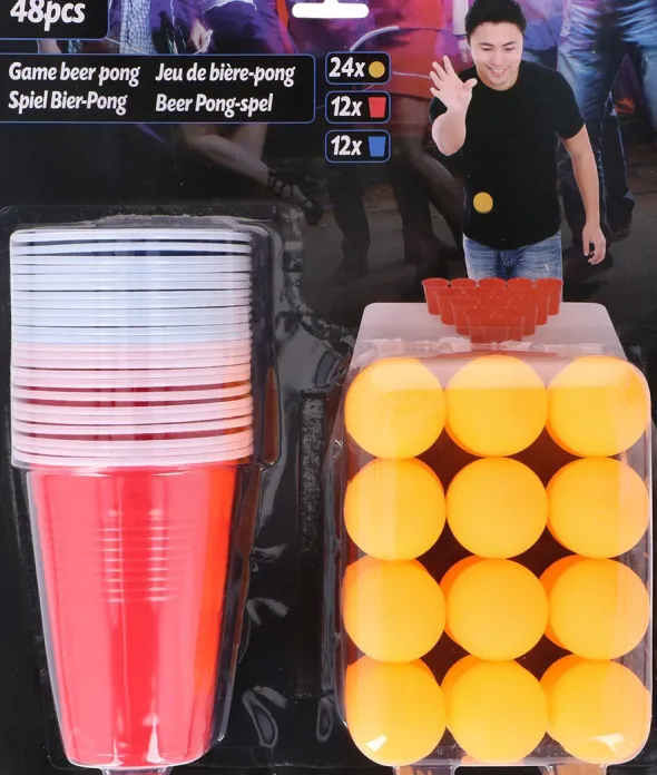 Beer Pong sæt med 48 dele