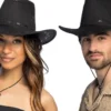Cowboyhat ruskindslook, sort