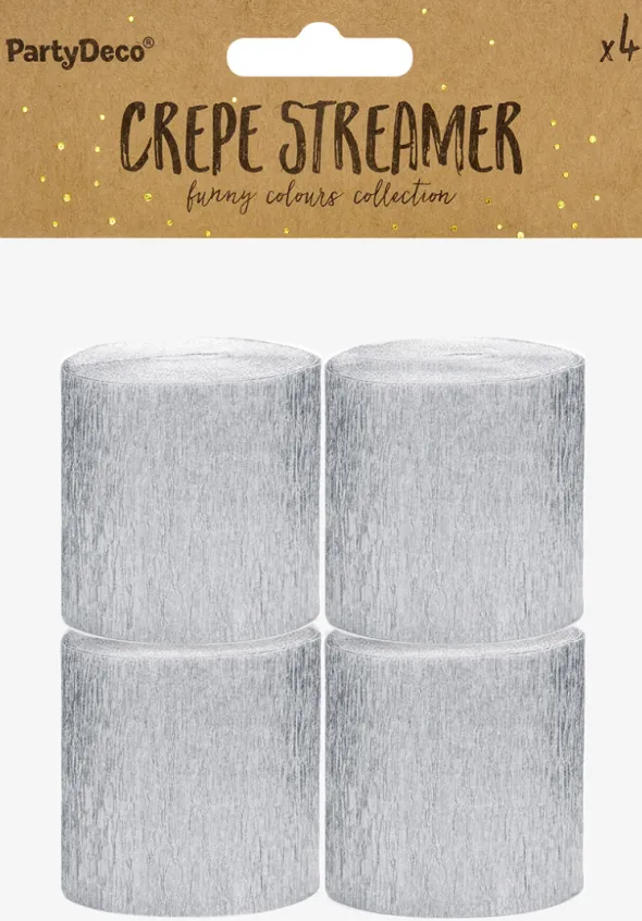 Crepepapir ruller sølv 4-pk