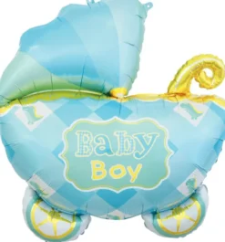 Folieballon barnevogn lyseblå