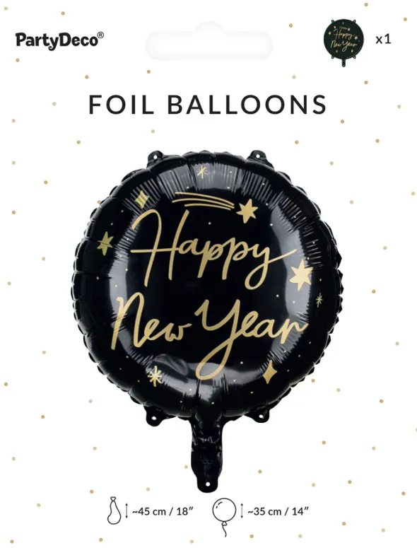 Folieballon Happy New Year, sort