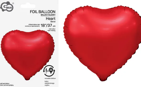 Folieballon hjerte mat rød