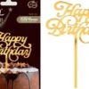 Happy Birthday kagepynt, guld