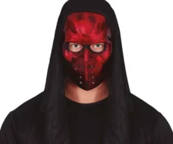 Hockey maske rød med hætte