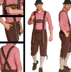 Lederhosen justerbar brun, XL