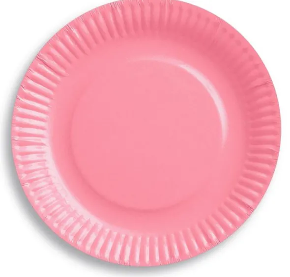 Paptallerken lyserød 6-pak