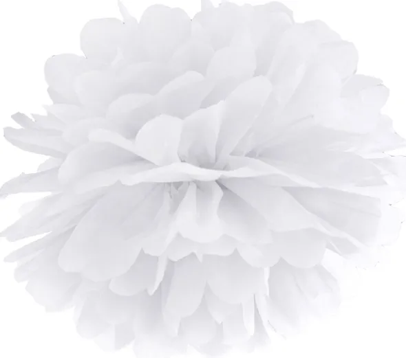 Pompom papir 35 cm hvid