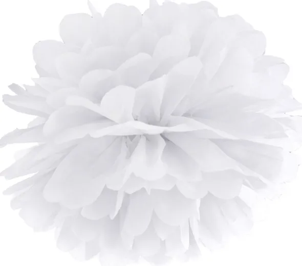 Pompom papir 25 cm hvid