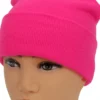 Strikket hue, neon-pink