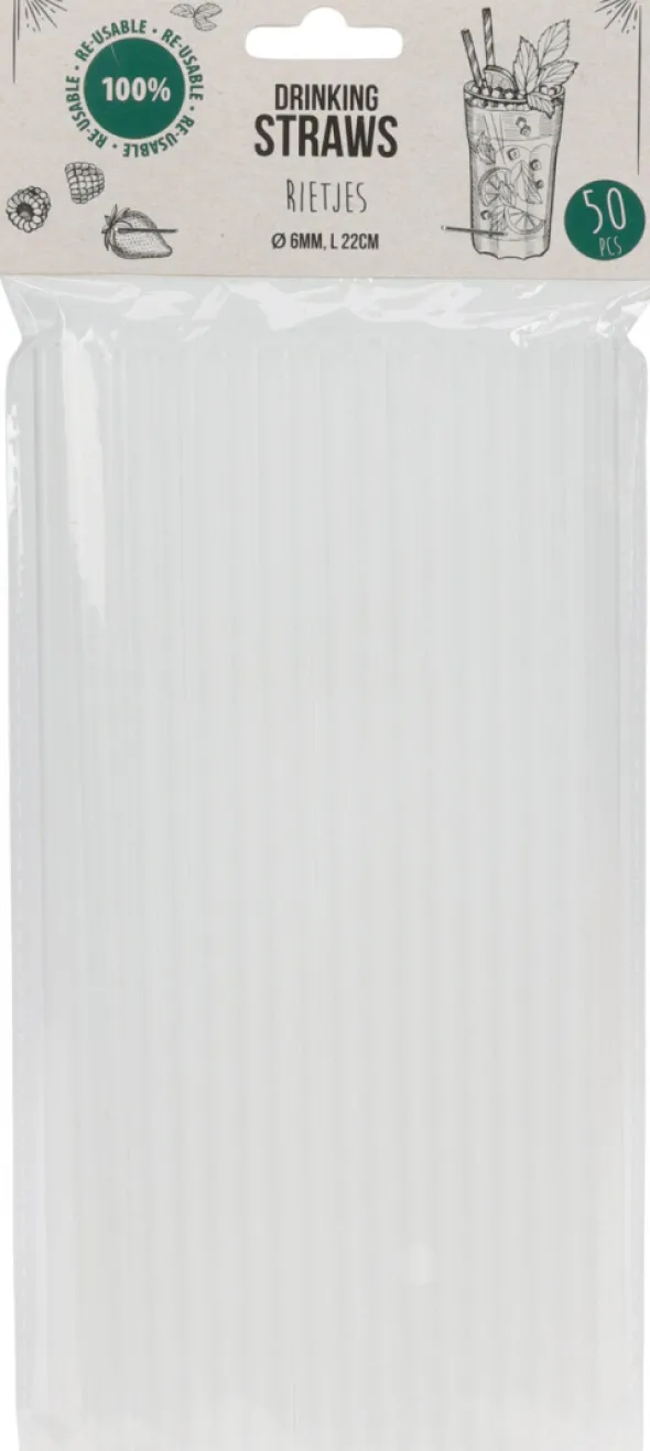 Sugerør transparent 50-pak