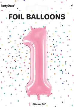 Tal ballon 1 lyserød 86 cm