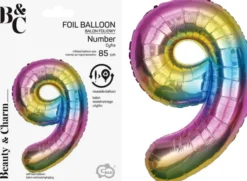 Tal ballon 9 regnbue 85 cm