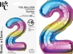 Tal ballon 2 regnbue 85 cm