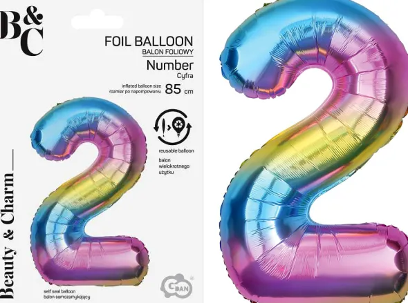 Tal ballon 2 regnbue 85 cm