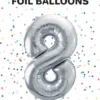 Tal ballon 8 sølv 86 cm