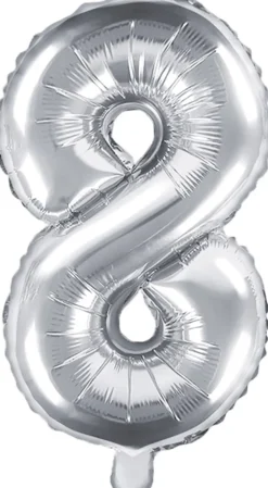 Tal ballon 8 sølv 35 cm