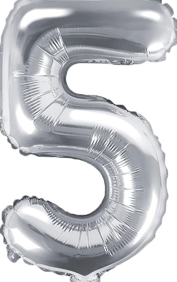 Tal ballon 5 sølv 35 cm