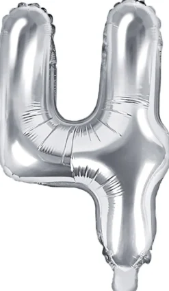 Tal ballon 4 sølv 35 cm