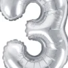 Tal ballon 3 sølv 35 cm