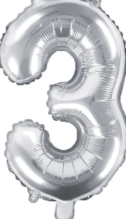 Tal ballon 3 sølv 35 cm