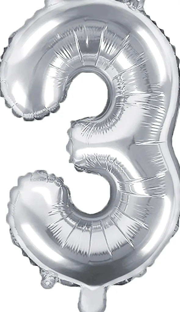 Tal ballon 3 sølv 35 cm