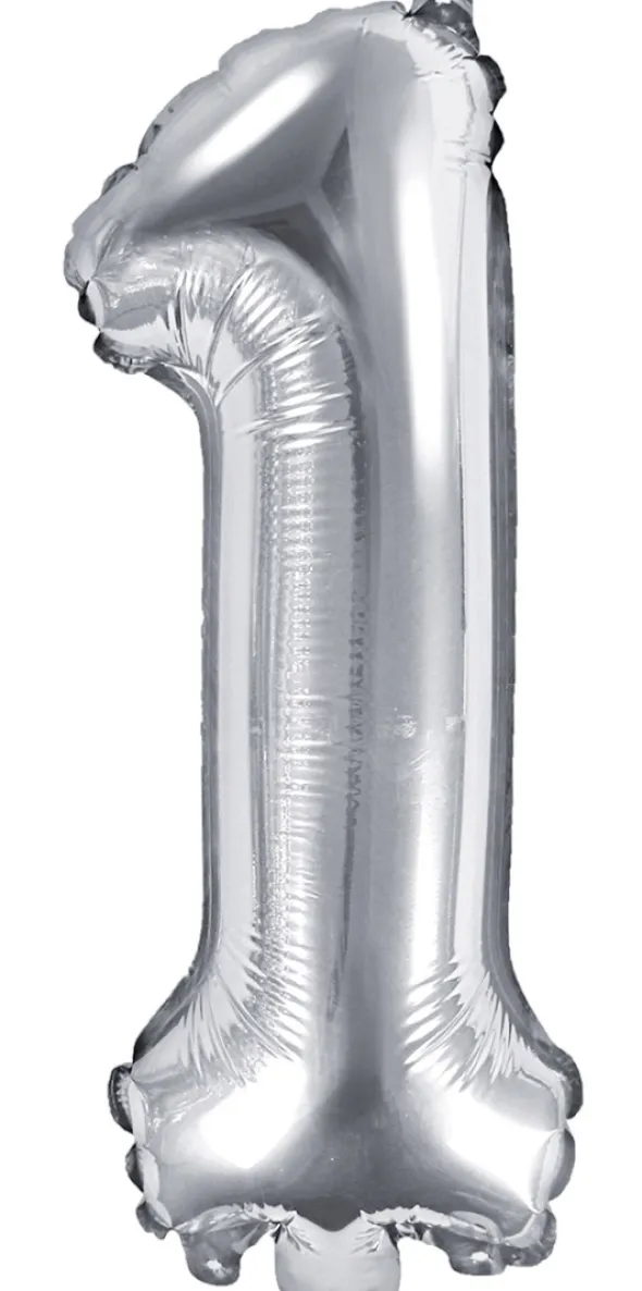 Tal ballon 1 sølv 35 cm