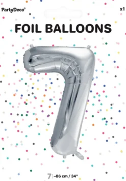 Tal ballon 7 sølv 86 cm