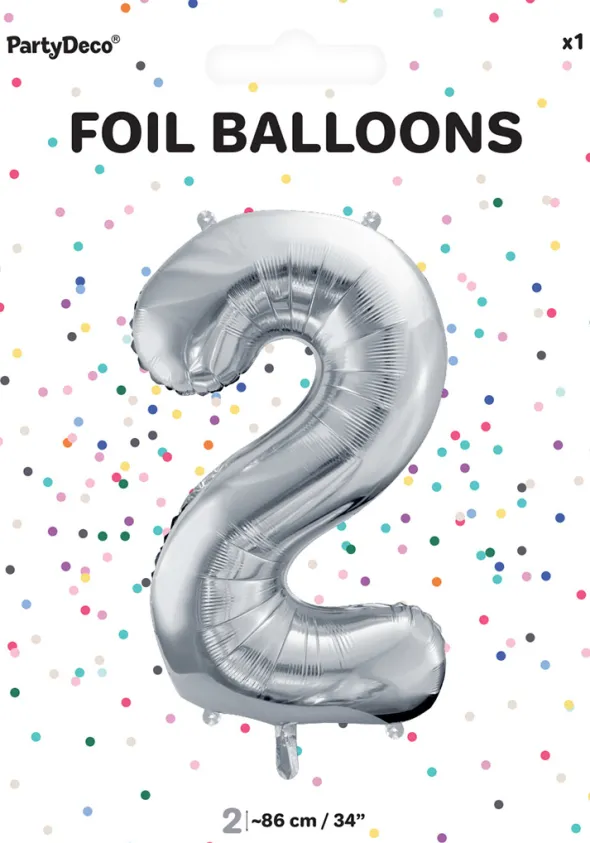 Tal ballon 2 sølv 86 cm