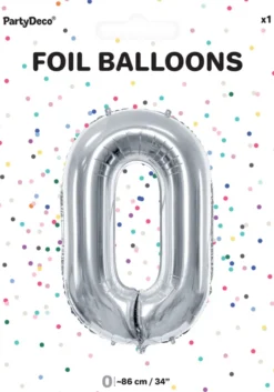 Tal ballon 0 sølv 86 cm