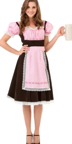 Tyrolerkjole pink/brun, XXL