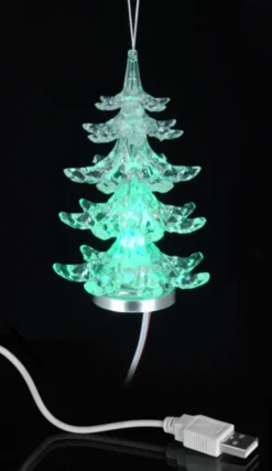 USB juletræ m/LED-lys 11 cm